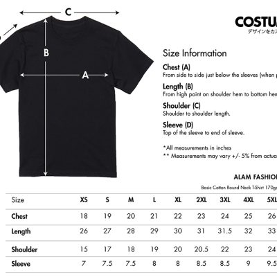 Alam-Fashion-Basic-Cotton-Round-Neck-T-Shirt-170Gsm-Size-Information-X-Costumice-Design
