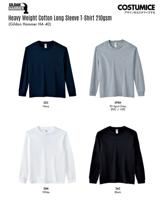 Gildan Hammer Ha40 Heavy Weight Cotton Long Sleeve T-Shirt 210Gsm 2024 Color Options X Costumice Design
