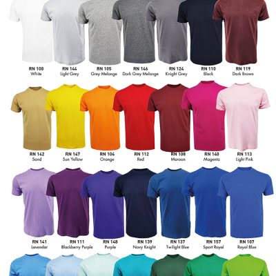 Rightway Rn1 Basic Cotton Round Neck T-Shirt 160Gsm 2024 2025 Color Options X Costumice Design