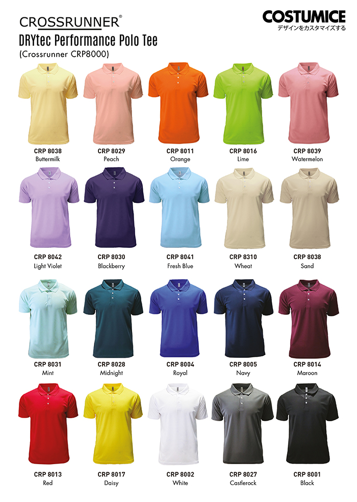 Drytec Performance Polo Tee (Crossrunner Crp8000) 6 Crossrunner Crp8000 Drytec Performance Polo Tee 2026 Color Options X Costumice Design