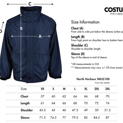 City Line Jacket (North Harbour Nhj5100) 9 North Harbour Nhj5100 City Line Jacket 2026 Size Information X Costumice Design
