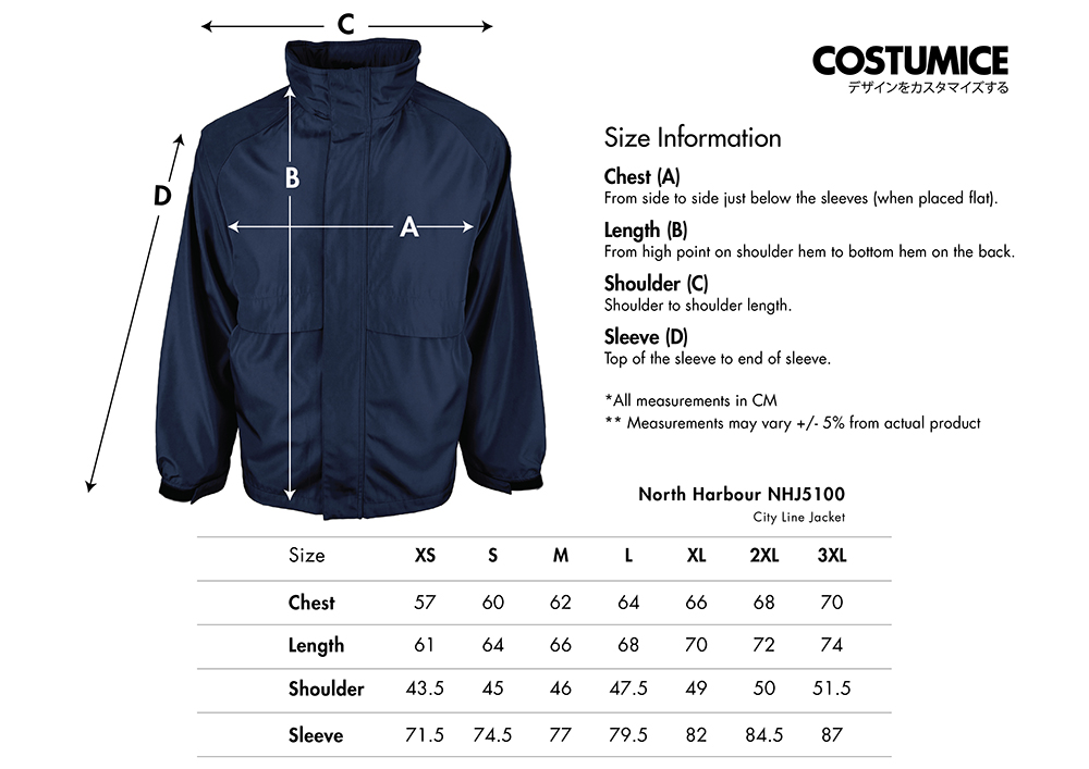 City Line Jacket (North Harbour Nhj5100) 6 North Harbour Nhj5100 City Line Jacket 2026 Size Information X Costumice Design