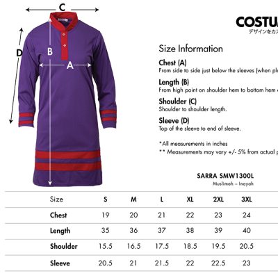 Sarra Smw1300L Inayah Muslimah 2025 Size Information X Costumice Design