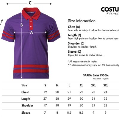 Sarra Smw1300M Iyadh Muslimin Tetron Cotton Single Jersey 180Gsm 2025 Size Information X Costumice Design