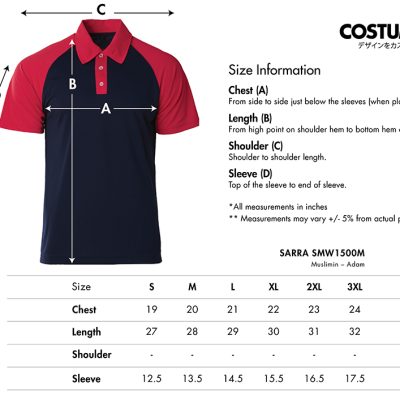Sarra Smw1500M Adam Muslimin 2025 Size Information X Costumice Design