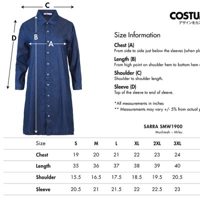 Sarra Smw1900 Miles Muslimah 2025 Size Information X Costumice Design Lr