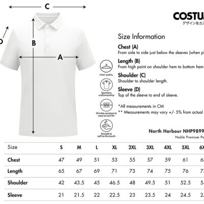 North Harbour Nhp98990 Noble Polo 2026 Size Information X Costumice Design