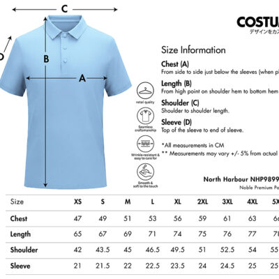 Noble Premium Polo (North Harbour Nhp98990) 17 North-Harbour-Nhp98990-Noble-Polo-2027-Size-Information-X-Costumice-Design