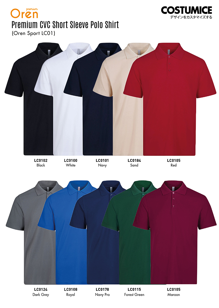 Premium Cvc Short Sleeve Polo Shirt (Oren Sport Lc01) 3 Oren Sport Lc01 Premium Cvc Short Sleeve Polo Shirt 2026 Color Options X Costumice Design