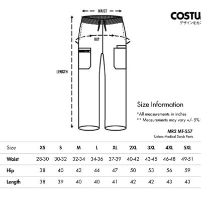 Unisex /Ladies Medical Scrub Set And Unisex Medical Scrub Top (Mr2 Mt-557/ Mt-657/ Mt-857) 15 Mr2 Mt-557 Unisex Medical Scrub Pants 2026 Size Information X Costumcie Design