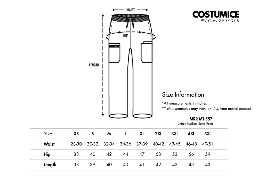 Unisex /Ladies Medical Scrub Set And Unisex Medical Scrub Top (Mr2 Mt-557/ Mt-657/ Mt-857) 7 Mr2 Mt-557 Unisex Medical Scrub Pants 2026 Size Information X Costumcie Design