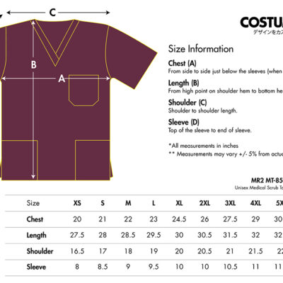 Unisex /Ladies Medical Scrub Set And Unisex Medical Scrub Top (Mr2 Mt-557/ Mt-657/ Mt-857) 14 Mr2 Mt-857 Unisex Medical Scrub Top 2026 Sze Information X Costumcie Design
