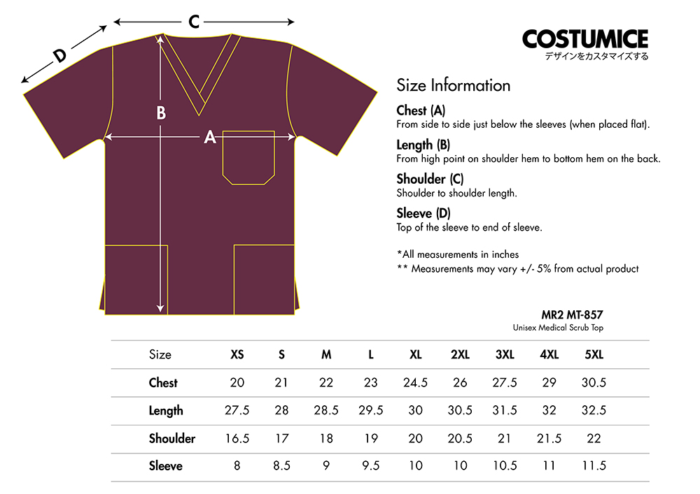Unisex /Ladies Medical Scrub Set And Unisex Medical Scrub Top (Mr2 Mt-557/ Mt-657/ Mt-857) 6 Mr2 Mt-857 Unisex Medical Scrub Top 2026 Sze Information X Costumcie Design